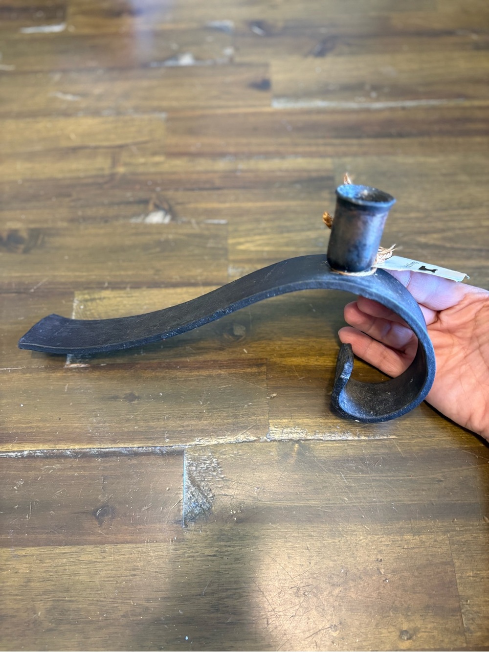 Artisan Curved Footed Wrought Iron Candle Stick Holder Handcrafted Hand Forged - Picture 2 of 6